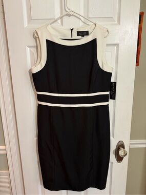 Black Label by Evan Picone, Black & White Sleeveless Sheath Dress- lined,14, NWT